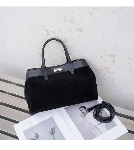 Alive With Style 'Georgina' Suede/Leather Handbag/Shoulder Bag/Cross Body Bag in Black-Wine-Chocolate-Tan-Brown