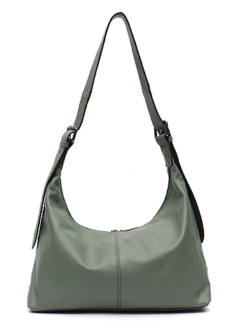 Alive With Style 'Elly' Leather Shoulder Bag in Olive-Black