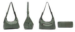 Alive With Style 'Elly' Leather Shoulder Bag in Olive-Black