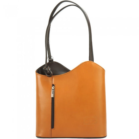 Alive With Style 'Cloe' Italian Leather Shoulder Bag/Backpack in Navy/Brown-Red/Black-Green/Brown-Black/Tan-Black/Brown