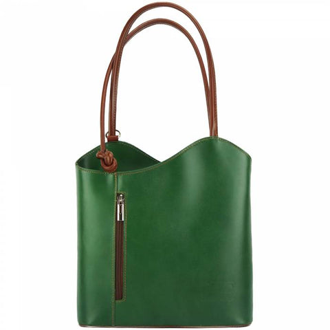 Alive With Style 'Cloe' Italian Leather Shoulder Bag/Backpack in Black-Tan-Red/Black-Green/Brown-Black/Tan-Tan/Brown-Brown/Black
