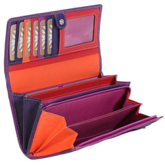 Alive With Style 'Mary' Leather Wallet by Modapelle in Black/Multi-Red/Multi-Purple/Multi-Cobalt/Multi
