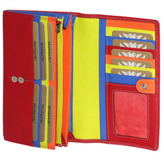 Alive With Style 'Mary' Leather Wallet by Modapelle in Black/Multi-Red/Multi-Purple/Multi-Cobalt/Multi