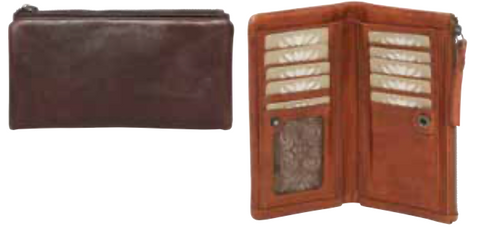 Alive With Style 'Suzy' Leather Wallet by Modapelle in Black-Mocha-Tan-Denim-Red